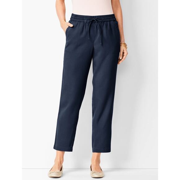 Talbots Easy Drawstring Tencel Pants Navy Blue 12P Petite - Picture 1 of 6
